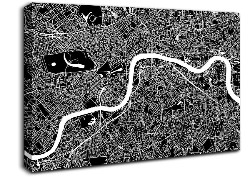 The Map Of London Thames 5 Canvas Wall Art