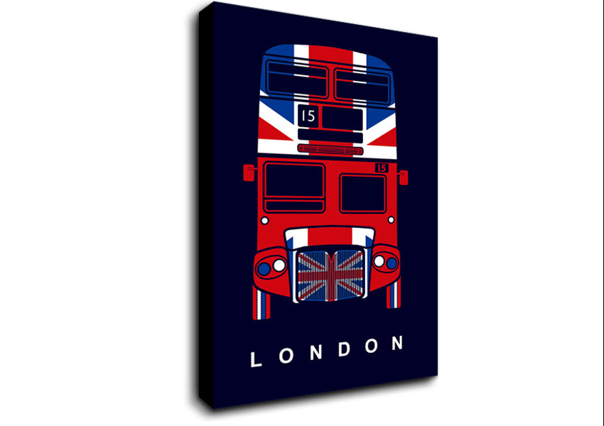 English Flag On A London Red Bus Canvas Wall Art