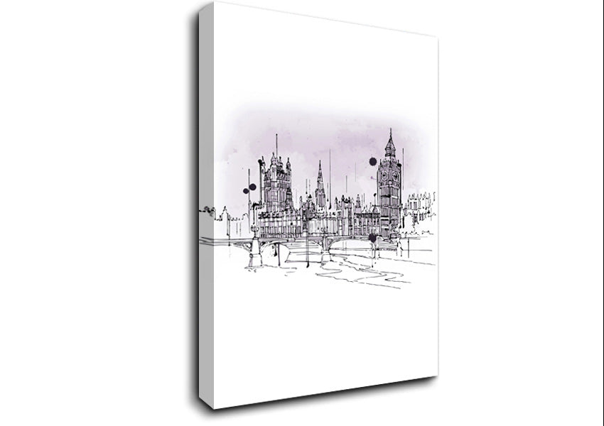 Purple Houses Of Parliament Canvas Wall Art