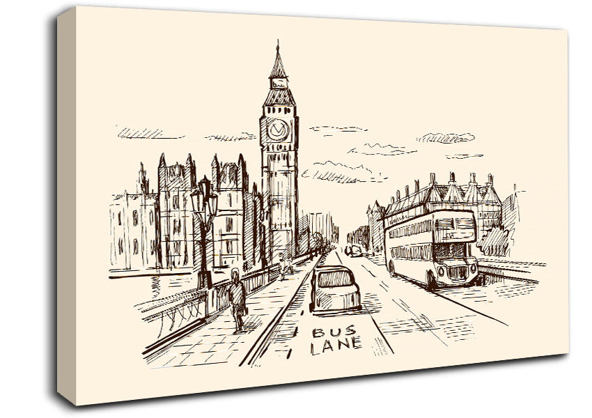 London Street Outline 1 Canvas Wall Art