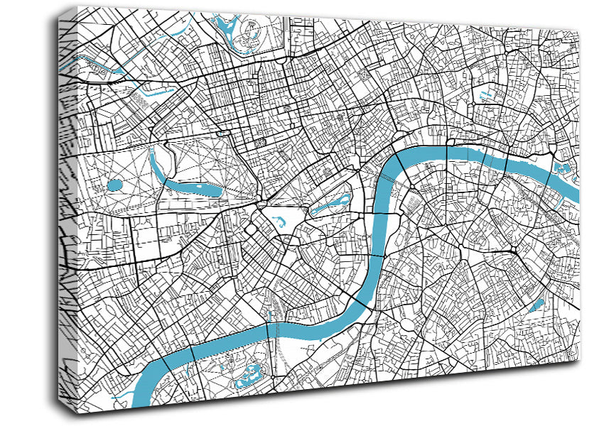 The Map Of London Thames 1 Canvas Wall Art