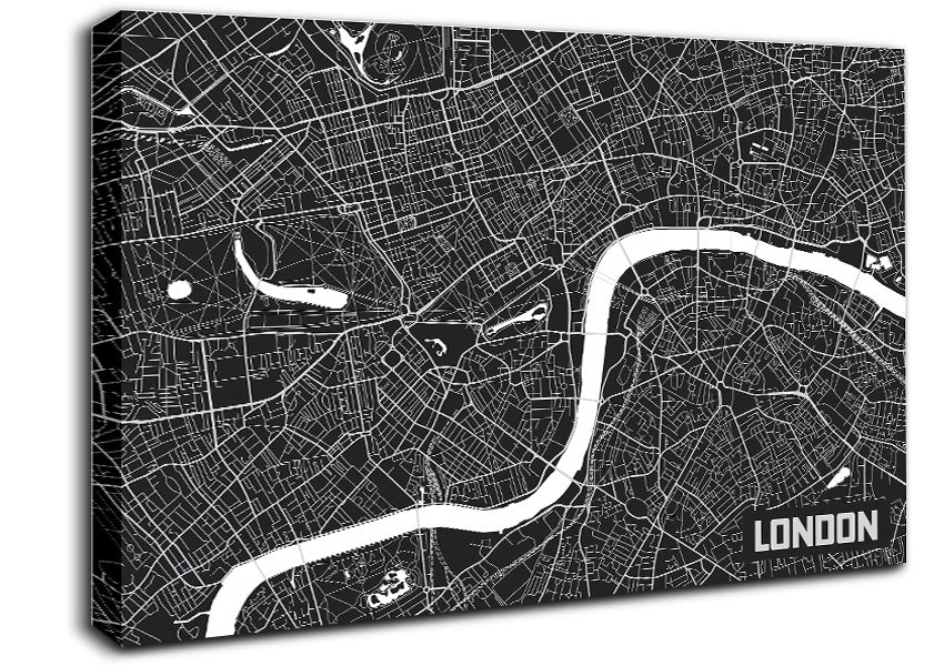 The Map Of London Thames 3 Canvas Wall Art