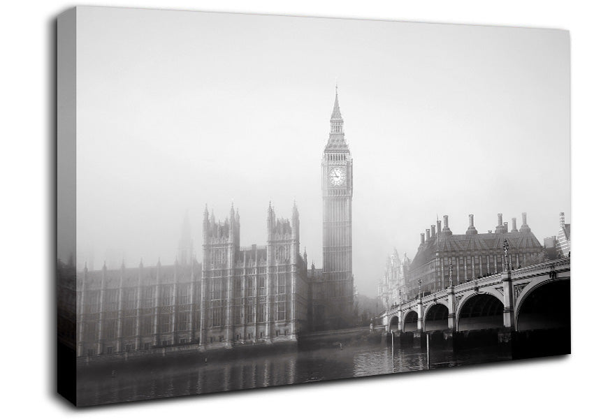 Morning Mist Over London T Canvas Wall Art