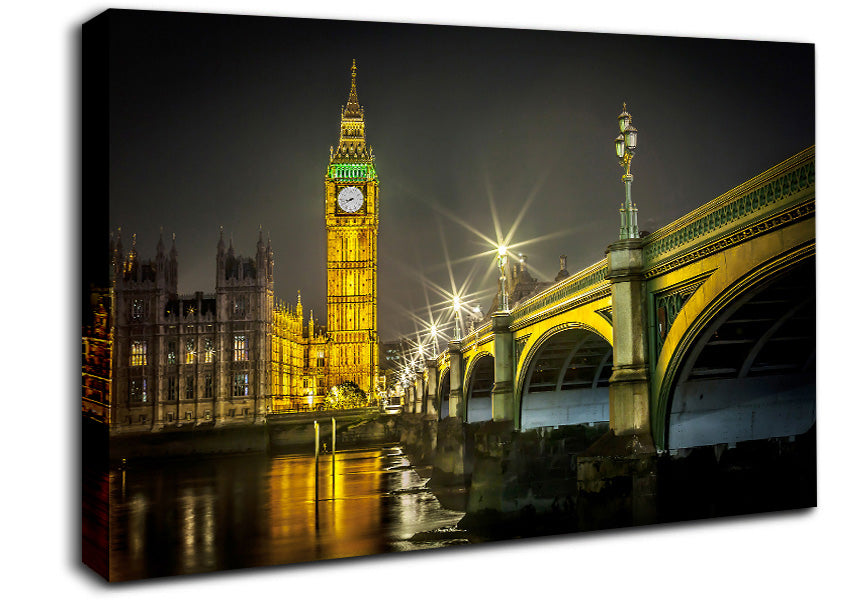 Golden Glow Of Big Ben Canvas Wall Art