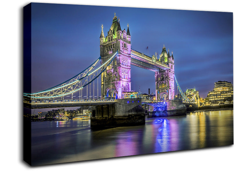 Tower Bridge Pink Glow Canvas Wall Art