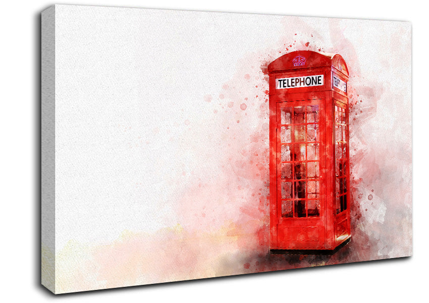 Red Phone Box Splash Canvas Wall Art
