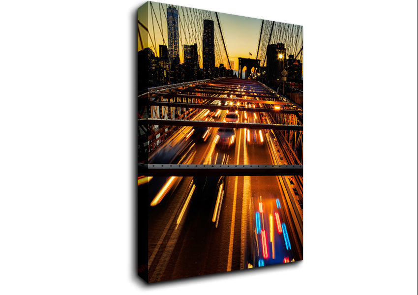 Speed Of Light On Brooklyn Bridge 1 Canvas Wall Art