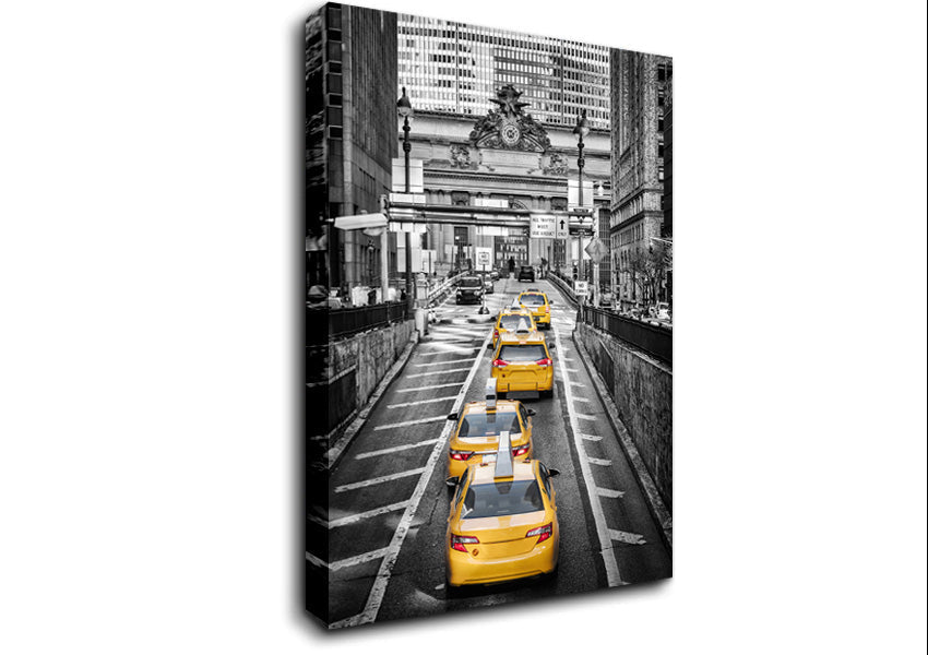 Yellow Cab Line Up Canvas Wall Art