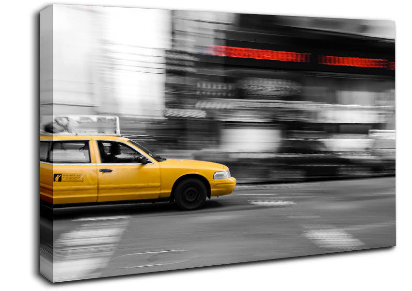 Movement Of The Yellow Cab Canvas Wall Art