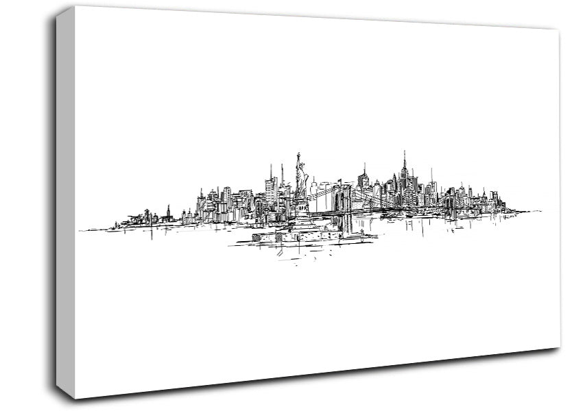 Outline Of The Big Apple Canvas Wall Art