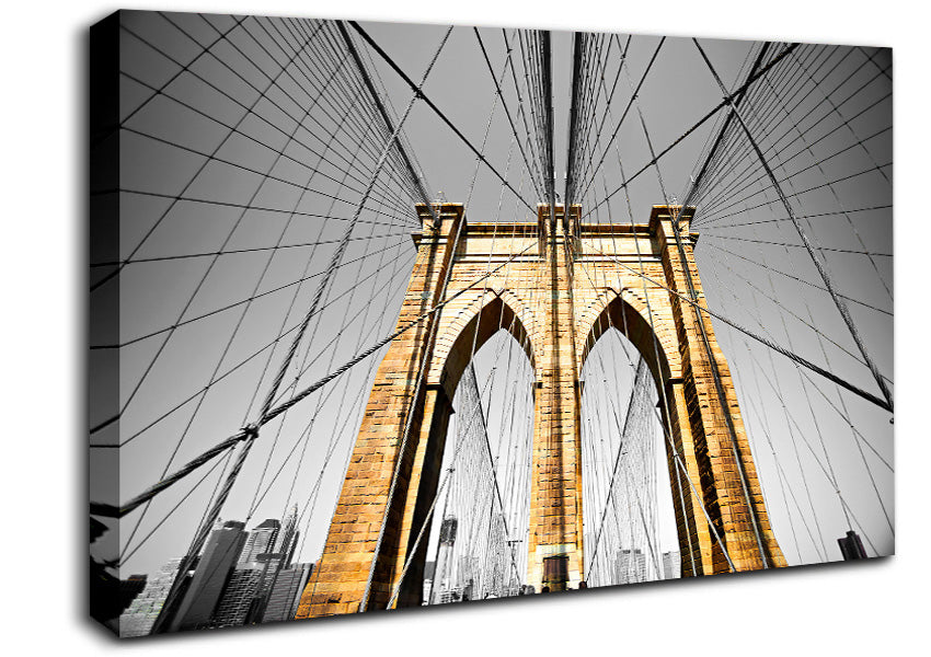 Golden Brooklyn Bridge Canvas Wall Art