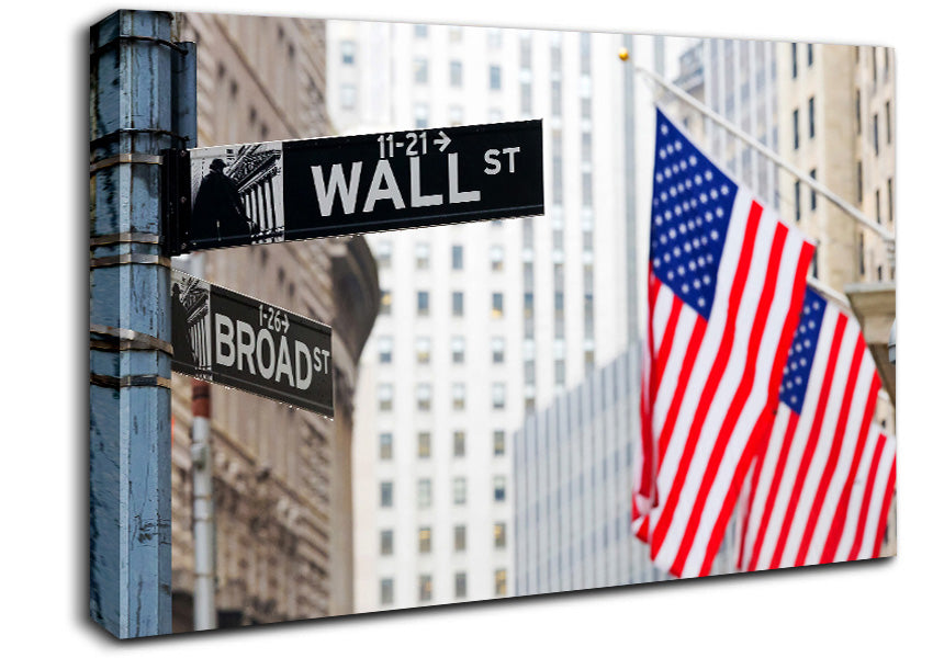 Wall Street American Flags Canvas Wall Art