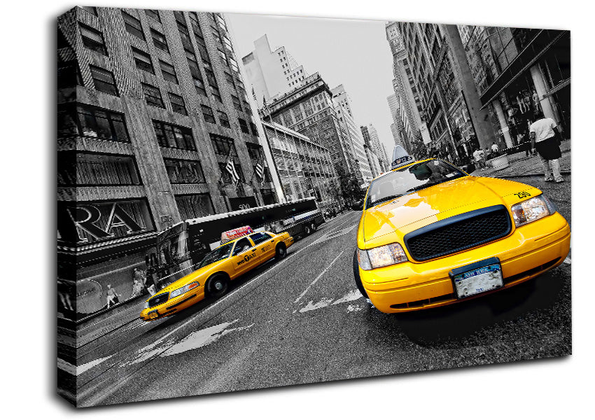 Yellow Cabs In NYC Canvas Wall Art