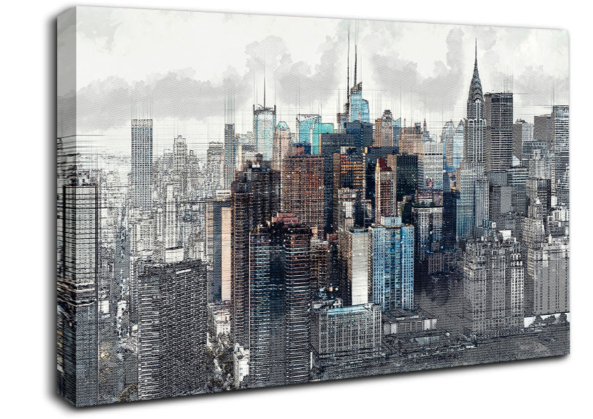 Outline Of The City 11 Canvas Wall Art