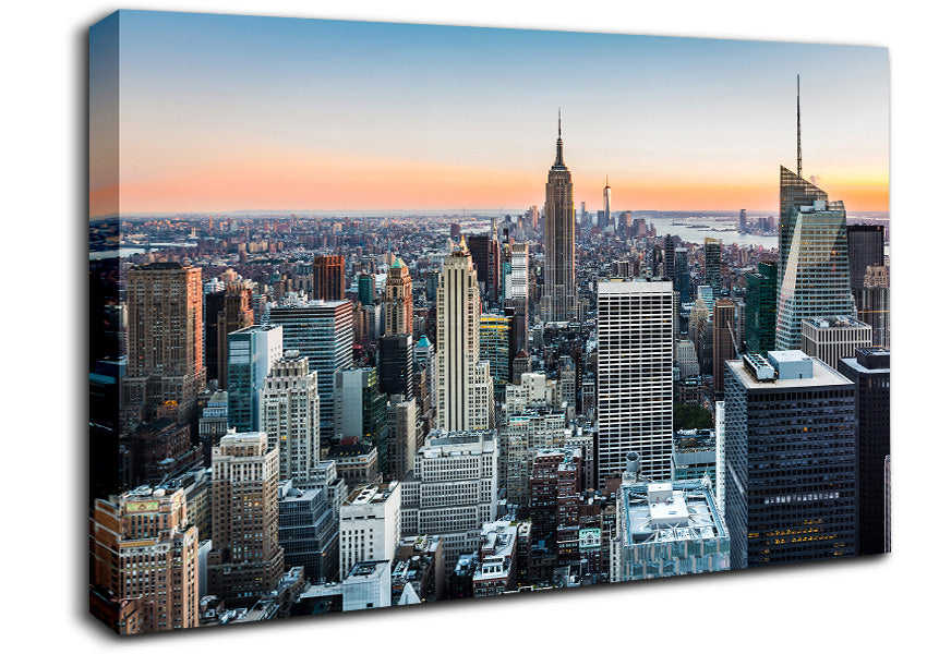 East River Through The Big City Canvas Wall Art