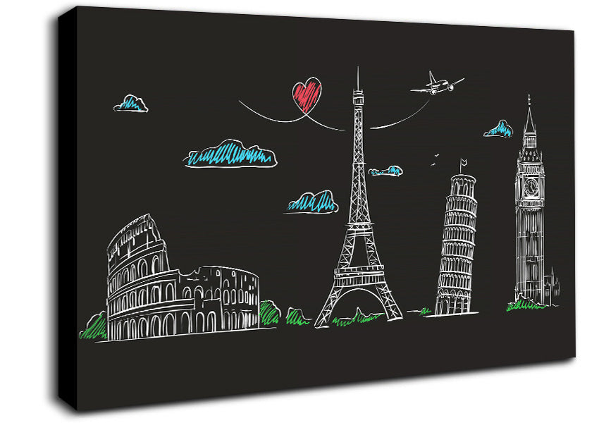 Famous Citys Of The Europe 1 Canvas Wall Art