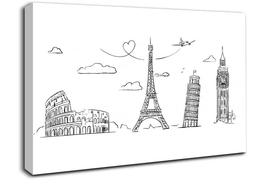 Famous Citys Of The Europe 2 Canvas Wall Art