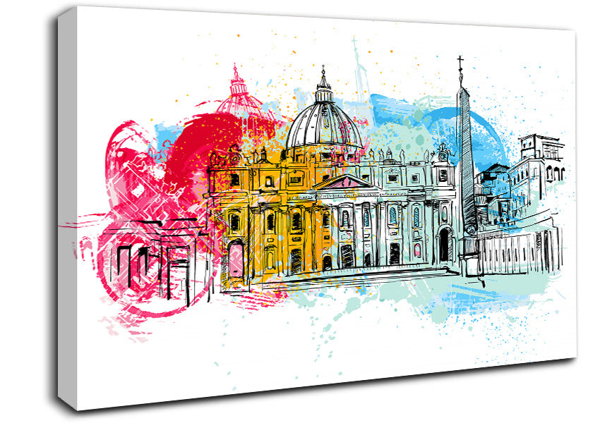 St Peters Bacilica Splash Canvas Wall Art