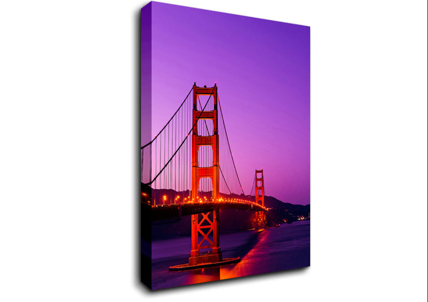 Golden Gate Bridge Pink Sky Glow Canvas Wall Art