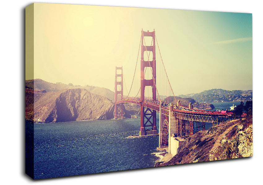 Golden Gate Bridge Retro Canvas Wall Art