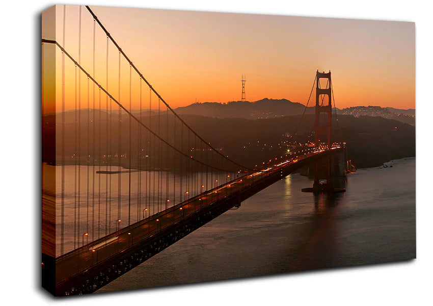 Golden Gate Bridge Sunset Glow Canvas Wall Art