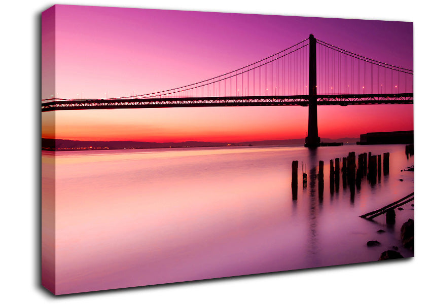Golden Gate Bridge Pink Serene Canvas Wall Art
