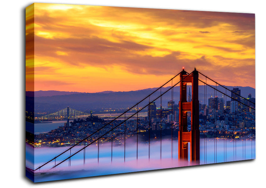 Mist Through The Golden Gate Bridge Canvas Wall Art