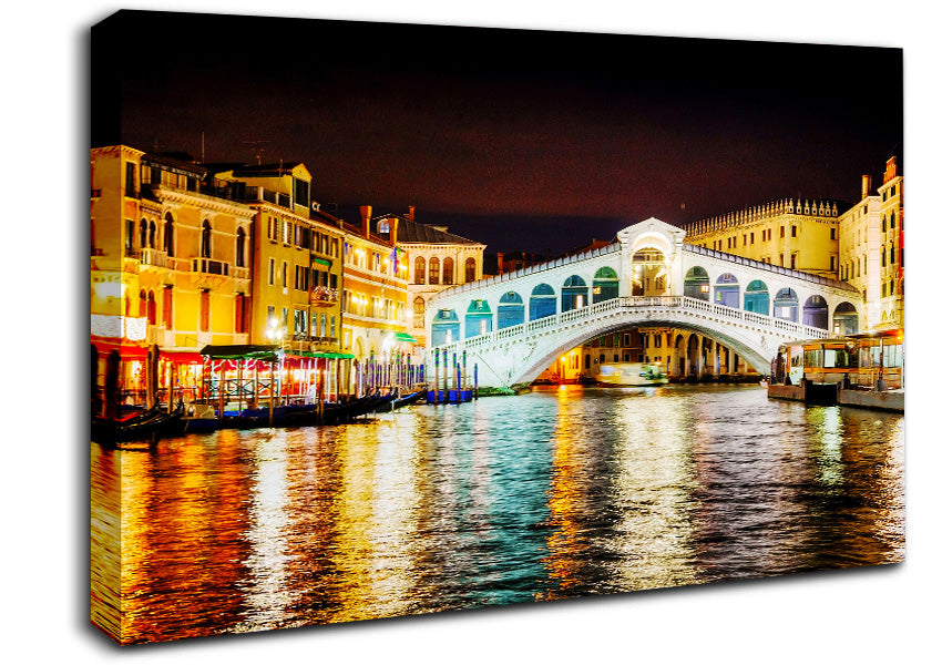 Rialto In Lights Canvas Wall Art