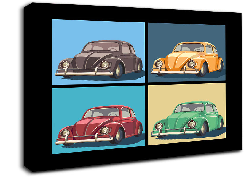 VW Beetle Pop Art Canvas Wall Art