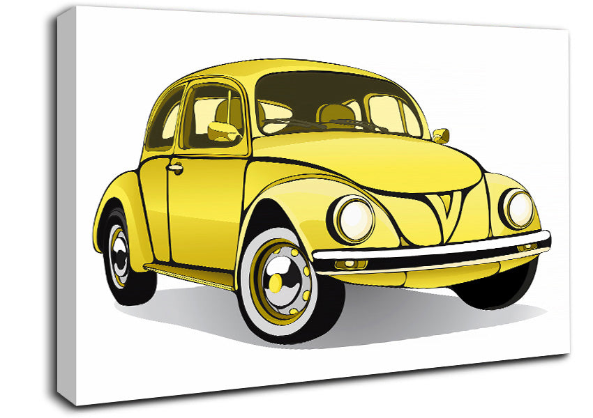 VW Beetle Yellow Dream Canvas Wall Art