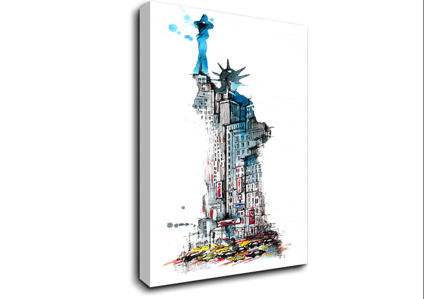 The Big Apple In The Statue Of Liberty Canvas Wall Art