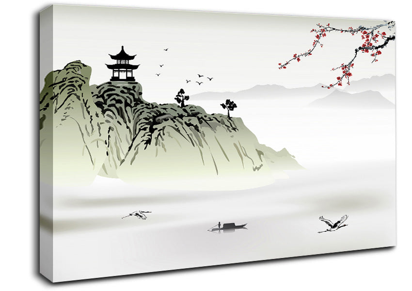 Chinese Temple In The Canvas Wall Art