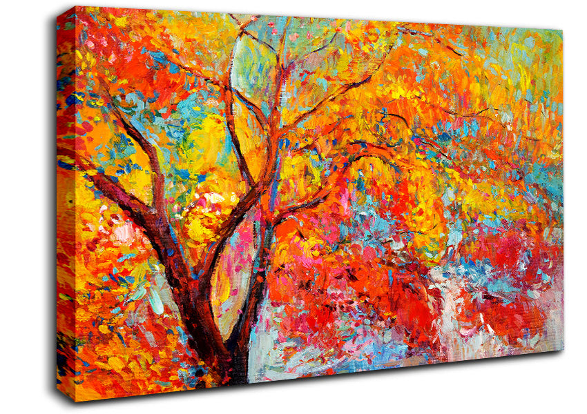 Stunning Orange And Red Autumn Tree Canvas Wall Art