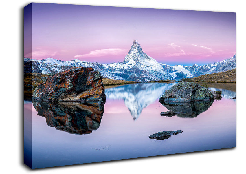 Snow Mountain Reflections Canvas Wall Art