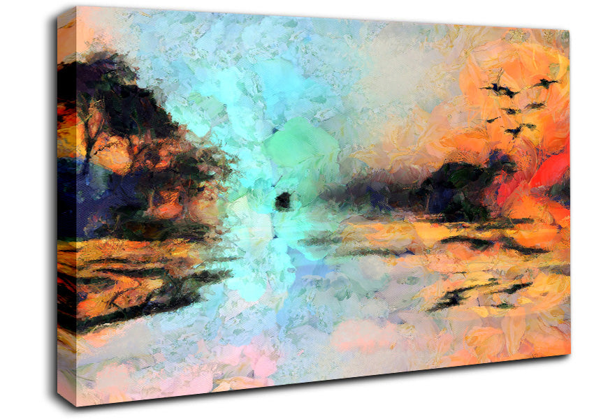 Birds At The Sunset Canvas Wall Art