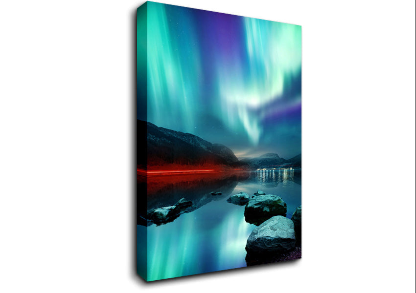 Northern Light red Beam Canvas Wall Art