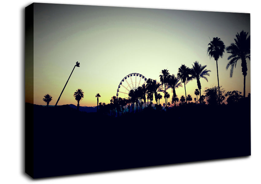 Fairground At Dusk Canvas Wall Art