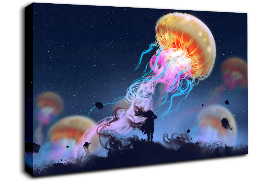 Electric Jellyfish Canvas Wall Art