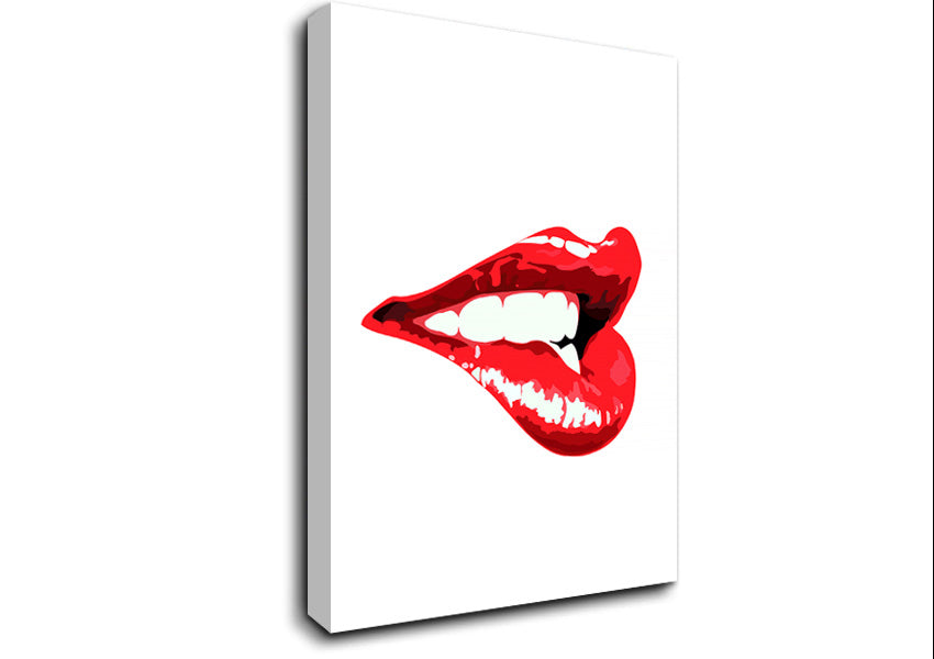 Red Lip Bite 1 Canvas Wall Art