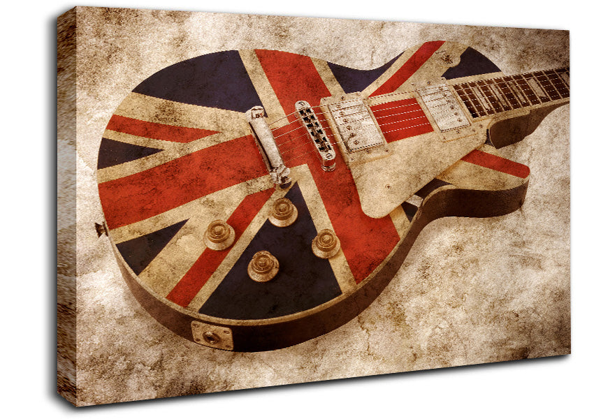 British Retro Guitar 2 Canvas Wall Art