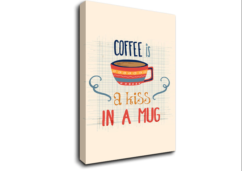 Coffee Is A Kiss In A Mug Canvas Wall Art