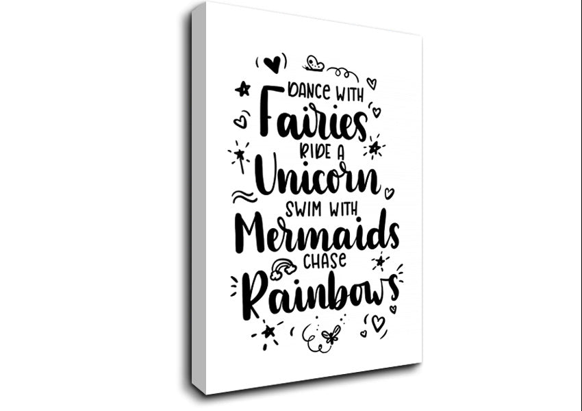 Dance With Fairies Ride A Unicorn Canvas Wall Art
