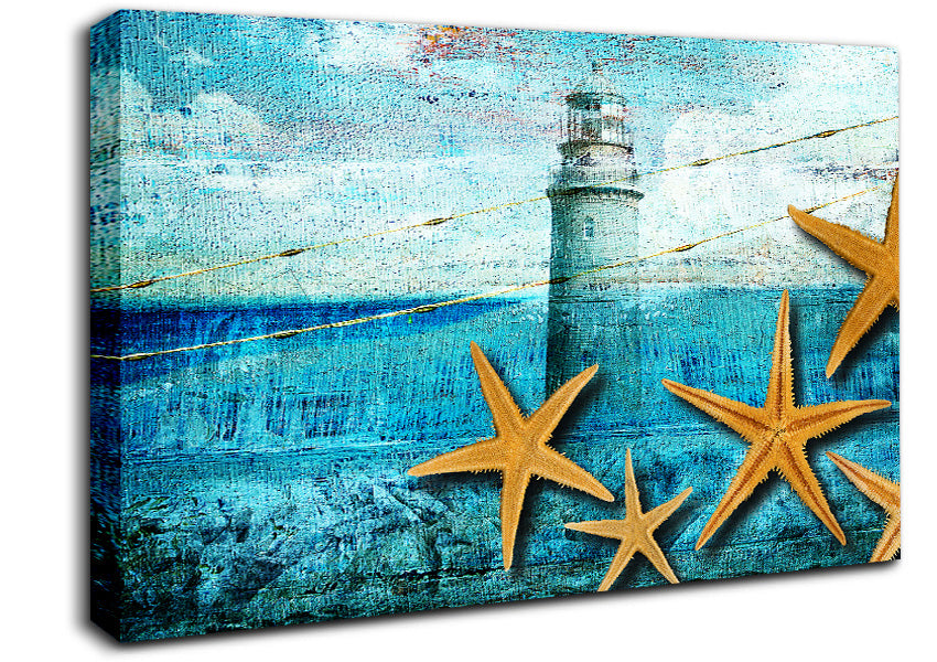 Lighthouse Shellfish Canvas Wall Art