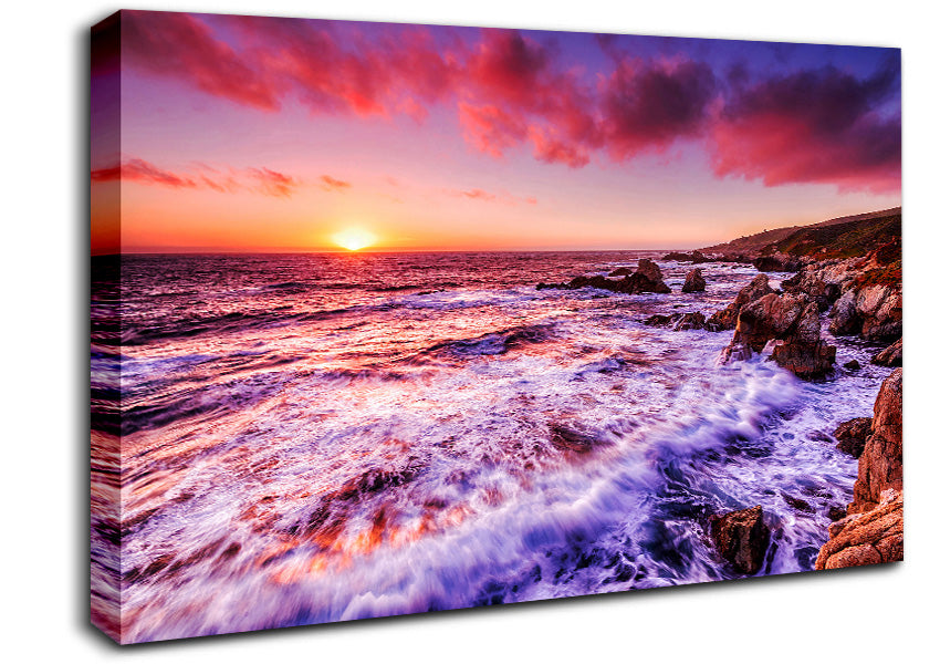 Pink Ocean Waves Canvas Wall Art
