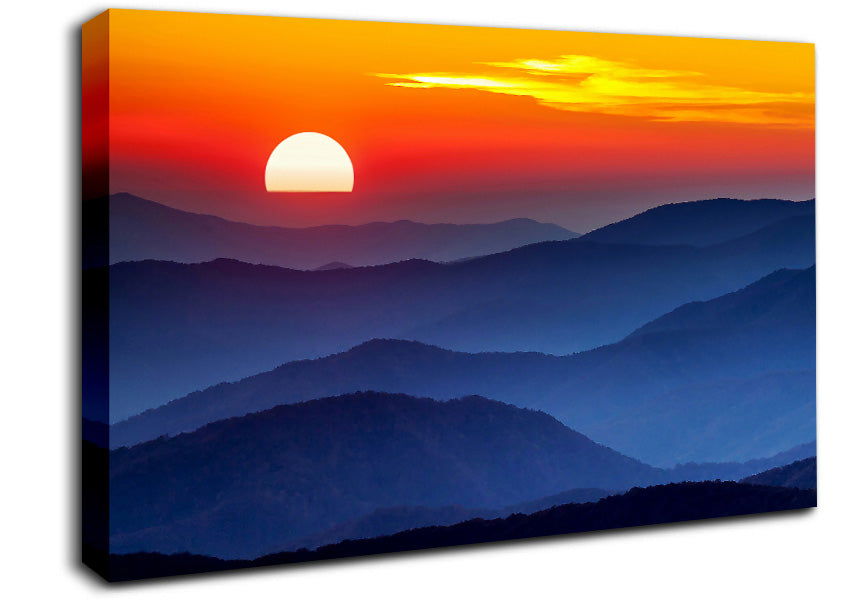 Sunset Mountain Blues Canvas Wall Art
