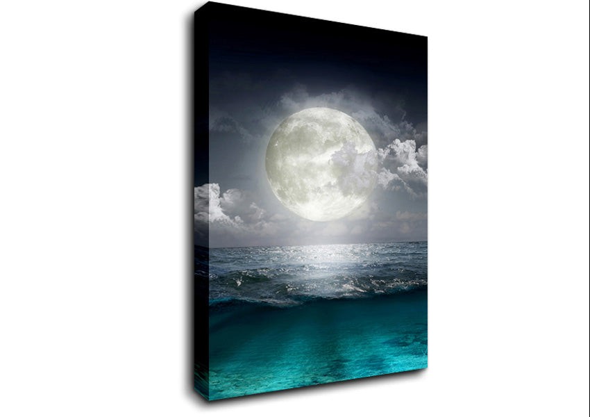 Perfect Moon Ocean Canvas Wall Art