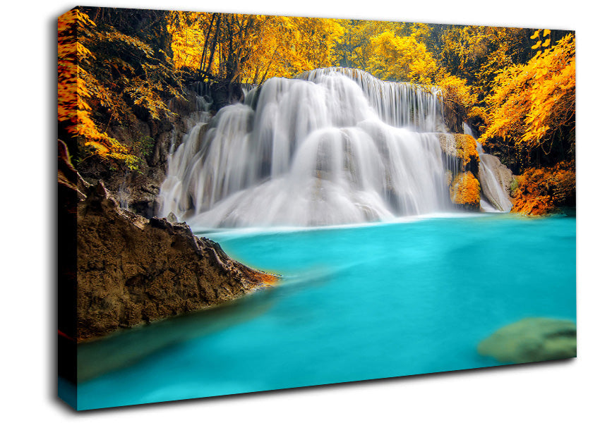 Yellow Trees Around The Blue Waters Canvas Wall Art