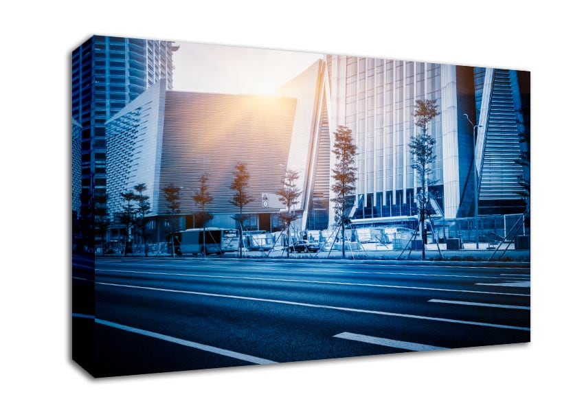 Blue city sunglare Canvas Wall Art