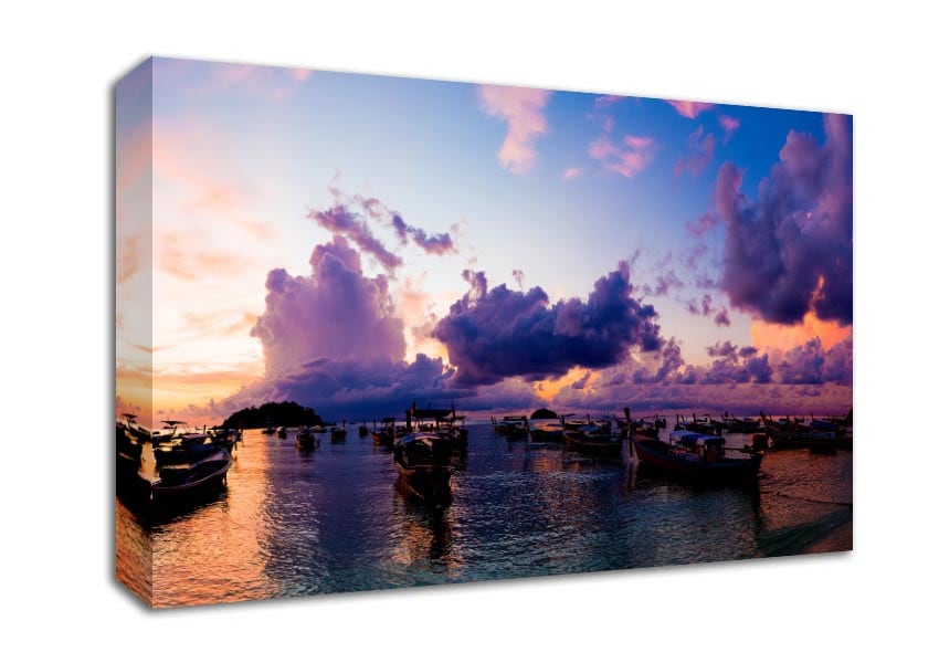 Purple clouds river Canvas Wall Art