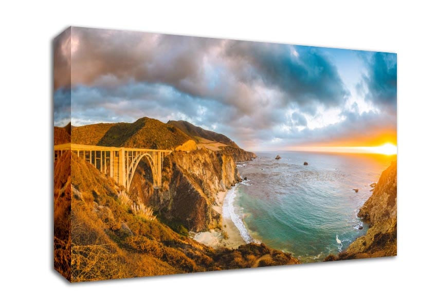 Bridge over the cliffs and cove Canvas Wall Art